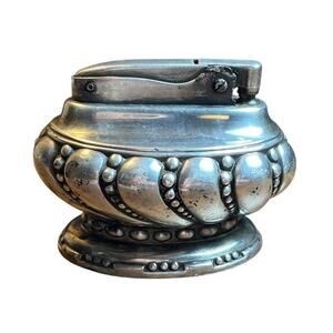 Vintage Ronson Silver Beaded Table Lighter Ornate Design Untested